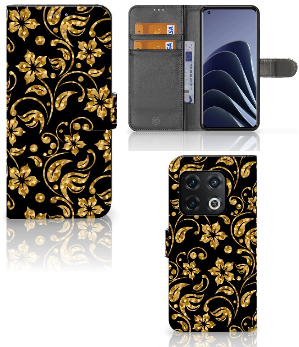 OnePlus 10 Pro Hoesje Gouden Bloemen