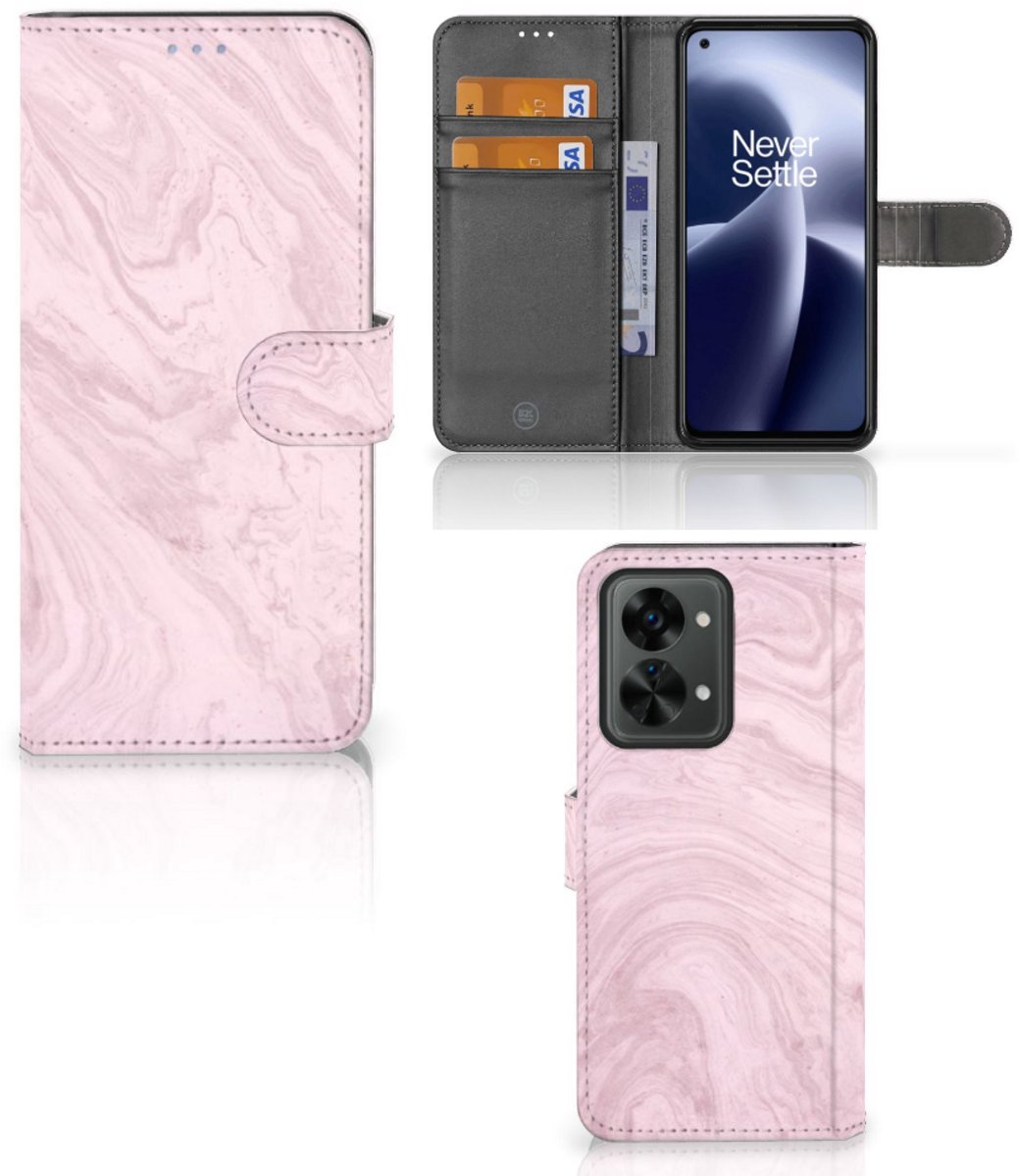 OnePlus Nord 2T Bookcase Marble Pink - Origineel Cadeau Vriendin