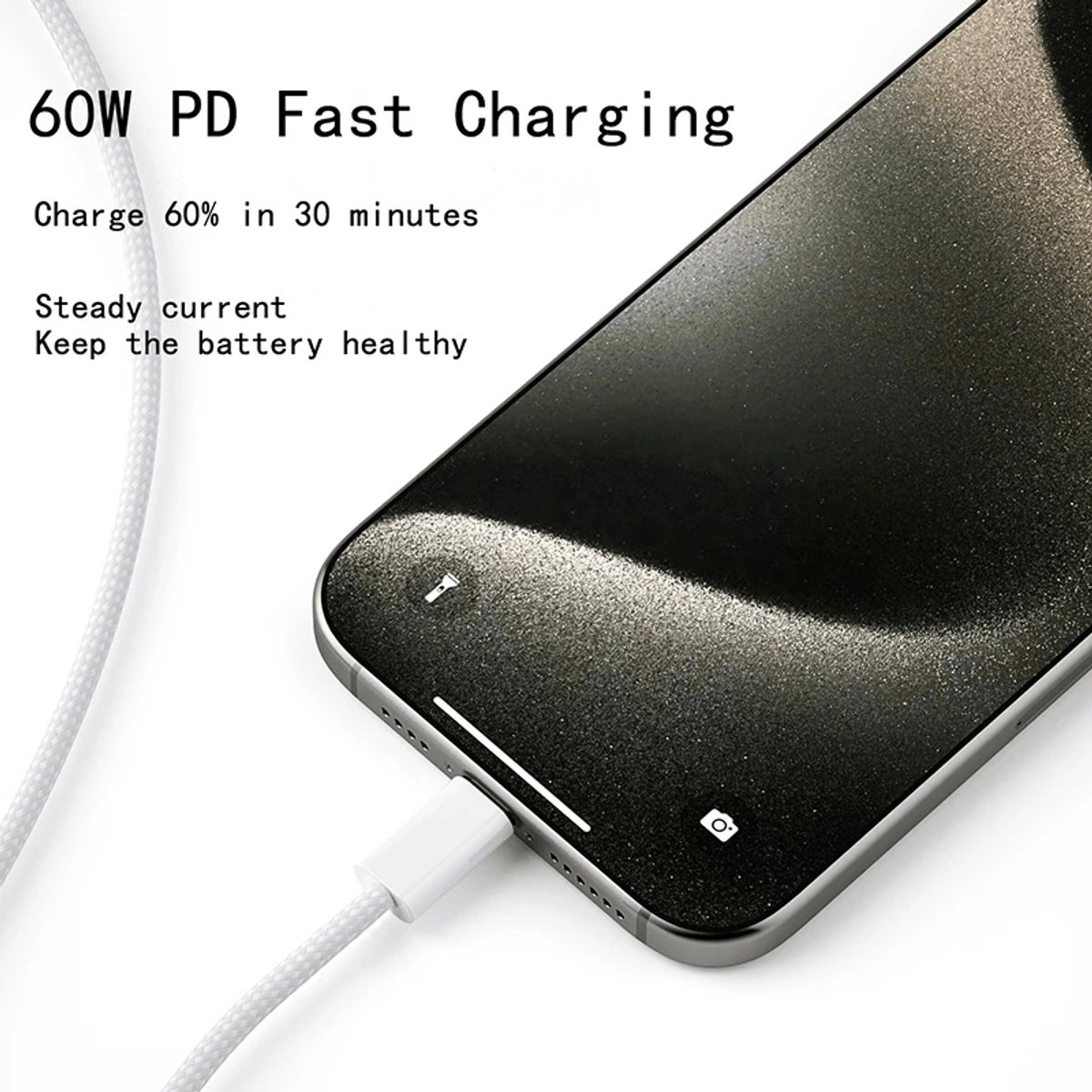 USB-C naar USB-C Kabel 100W Snelladen 1m – Power Delivery Fast Charge 6A voor iPhone 16/15, Samsung, Xiaomi, MacBook, iPad - Afbeelding 2
