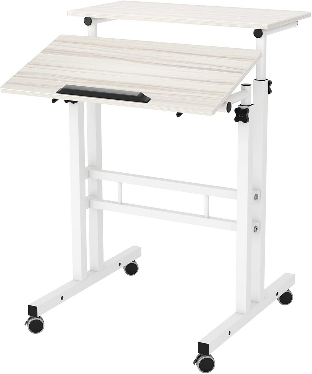 Opklapbaar bureau voor computer, verstelbaar en verwijderbaar, 60 x 60 x 67 ~ 115 cm