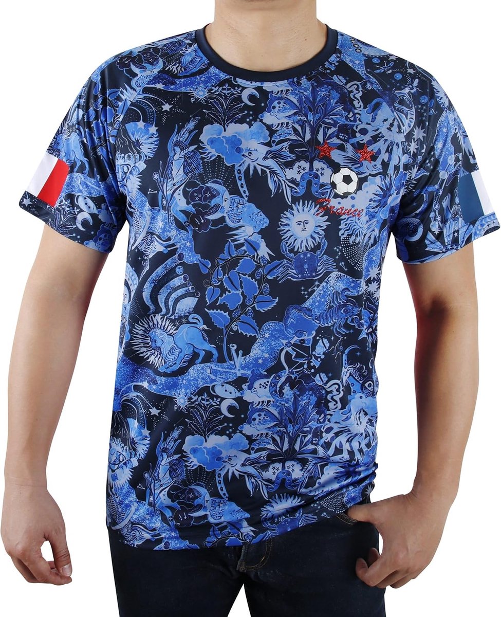 Voetbalfans T-shirt met Raglan Mouwen - Marineblauw