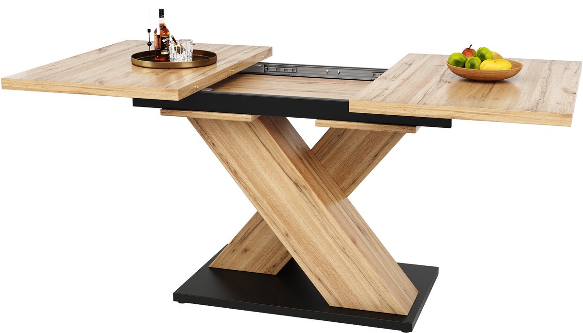 Merax Uitschuifbare Eettafel 119 Tot 158,5 X 80 Cm Houtlook Met Kruispoot Voor 6 Tot 8 Mensen