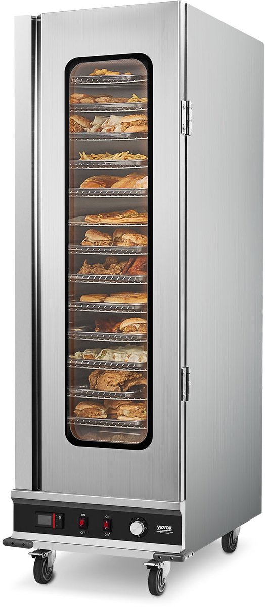 VEVOR Voedselverwarmer, 16 Niveaus, Snackverwarmingskast met Waterbak, Enkele Deur