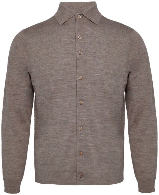 Pull-over en maille R2 Amsterdam en laine mérinos taupe - Taille 3XL - Homme - Chemises décontractées