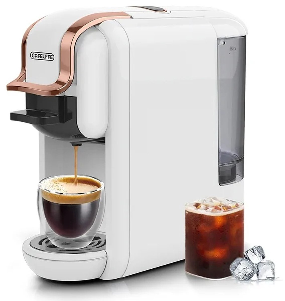 Vedder House - Koffiezetapparaat Cups - 4 in 1 - Wit - Warme en koude dranken - Koffiemachine - Koffiepadmachine
