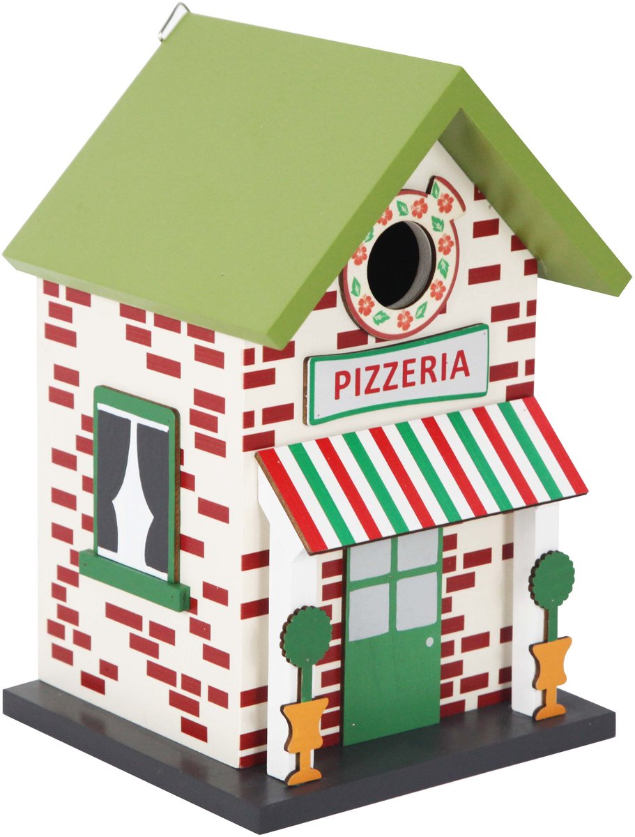 Muntel® Vogelhuis - Vogelvoederplek - Staand - Meerkleurig - Pizzeria - 14 x 13 x 22