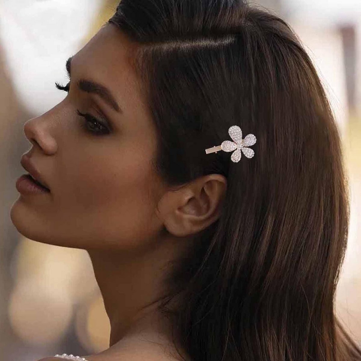 Glitterende Haarspeld met Kristallen Bloemen voor Dames en Meisjes