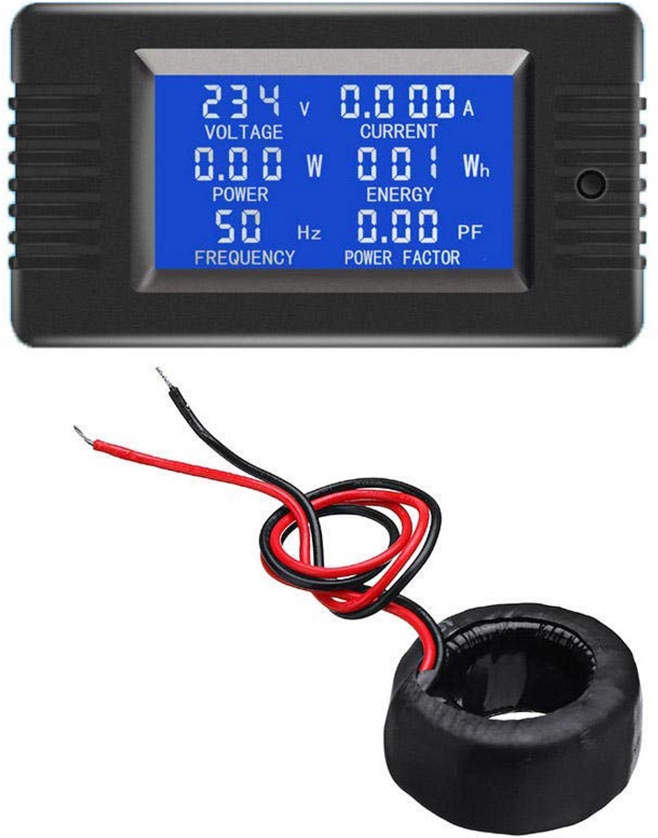 Digitale AC Stroom- en Spanningsmeter met Gesloten Stroomtransformator | 100A Meting