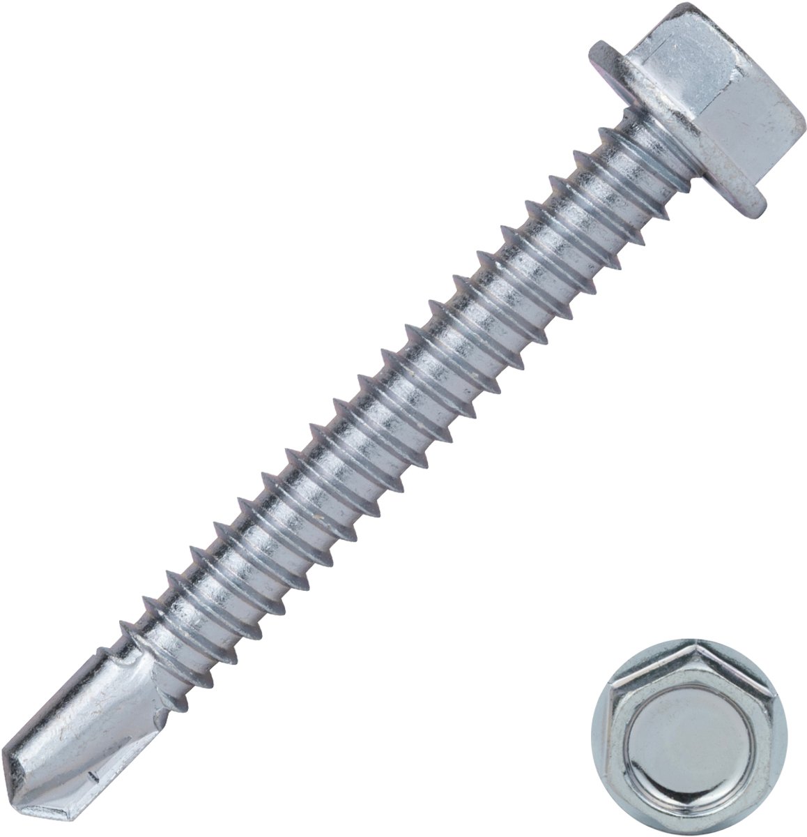 Zelfborende schroeven 6,3 x 50 mm Verzinkt Zeskantkop | Doos 200 stuks