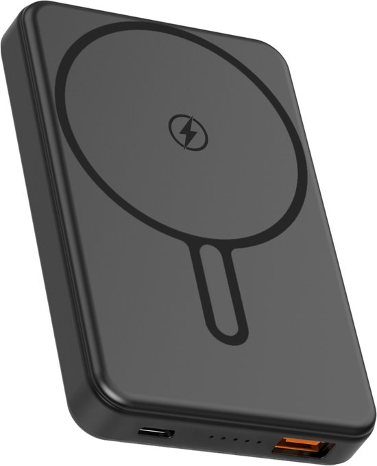 Nuvance Powerbank 10000 mAh - Geschikt voor MagSafe - 15W Snellader - Usb & Usb-C - Draadloze Powerbank - Zwart