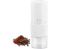 KZQ Elektrische Koffiemolen Koffiebonen Maler met één druk op de knop, Keramische Conische Maalschijven, 30 Instelbare Maalgraden, Oplaadbare Draagbare Koffiemolen voor Espresso Filterkoffie French Press, 25g Capaciteit wit