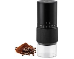 KZQ Elektrische Koffiemolen Koffiebonen Maler met één druk op de knop, Keramische Conische Maalschijven, 30 Instelbare Maalgraden, Oplaadbare Draagbare Koffiemolen voor Espresso Filterkoffie French Press, 25g Capaciteit Zwart