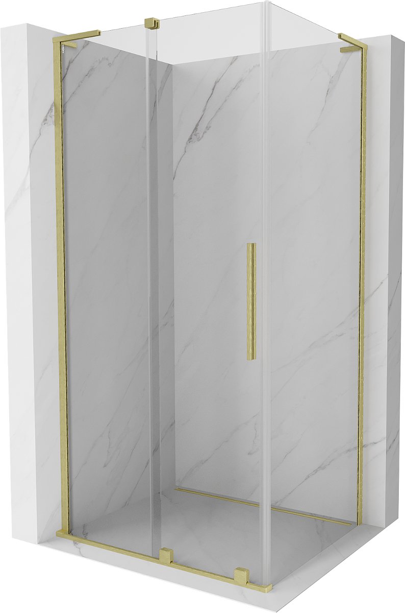 Mexen Velar L schuifdouchecabine 110 x 100 , transparant, goud geborsteld - 871-110-100-03-55