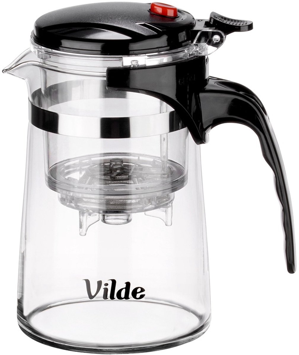 Glazen kan met theezeefje met trekker, 600 ml