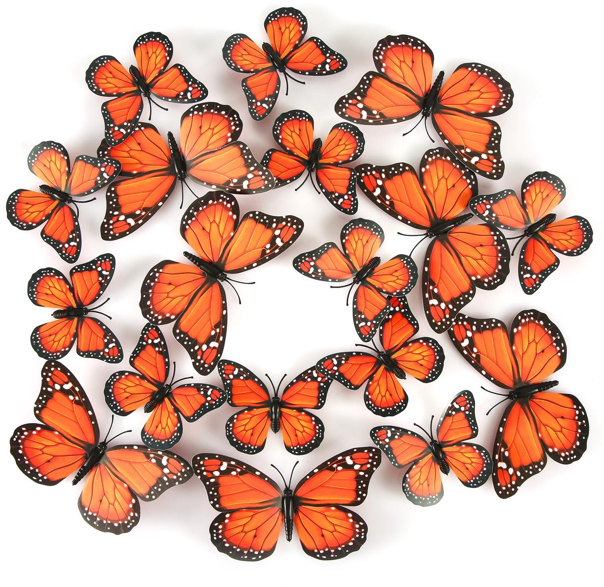 Monarchvlindermagneten - 3D Decoraties voor Muur en Koelkast - 24 Stuks, 7,5 cm en 12 cm