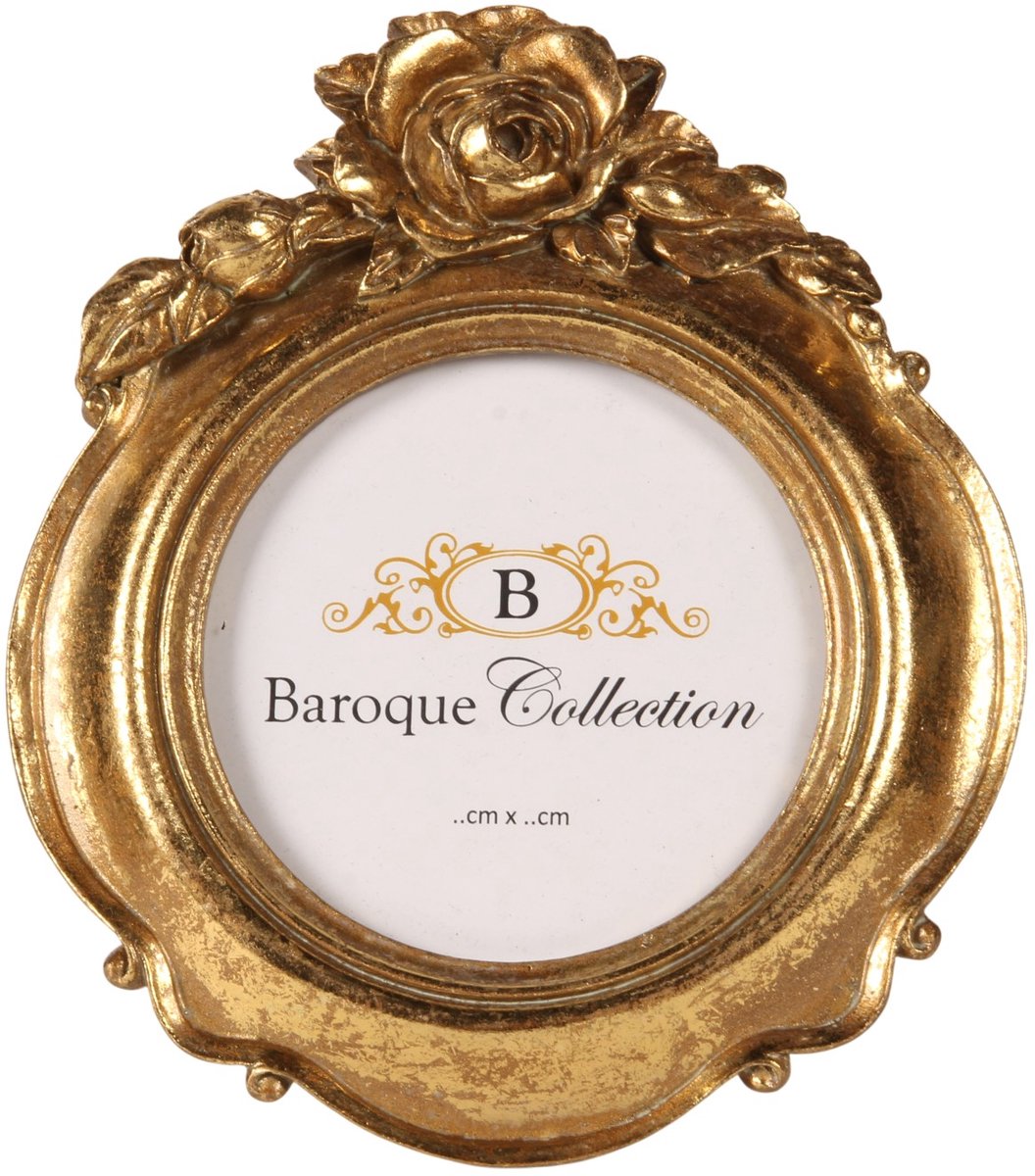 Baroque Fotolijst - Fotolijst 10 x 10 - Rond - Goud - Resin - 18x15.5x1.5 - Polyresin