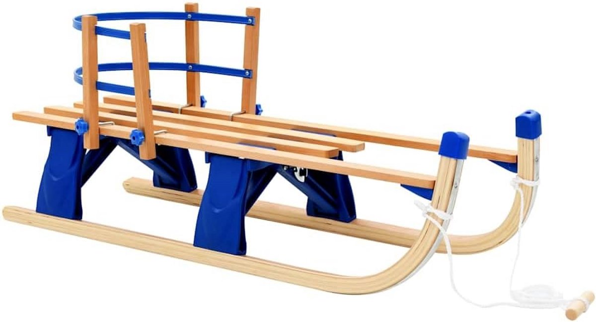 Houten Slee met Rugleuning - Inklapbaar Model - 110 cm - Inclusief Trekkoord