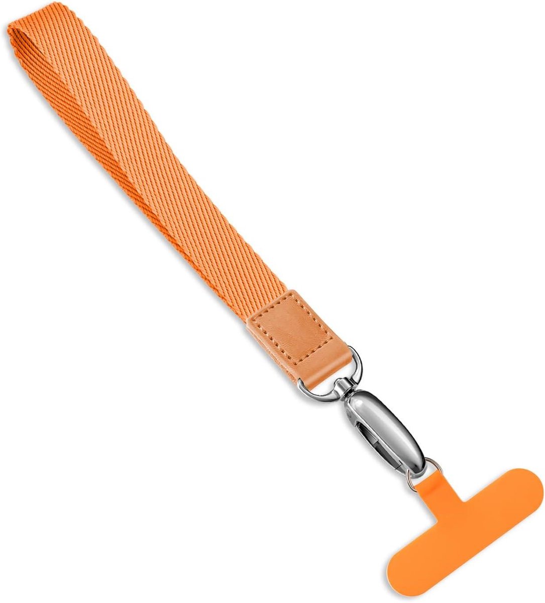 Universeel Telefoonkoord Handlus voor Mobiele Telefoon - Kort - Oranje Kleur