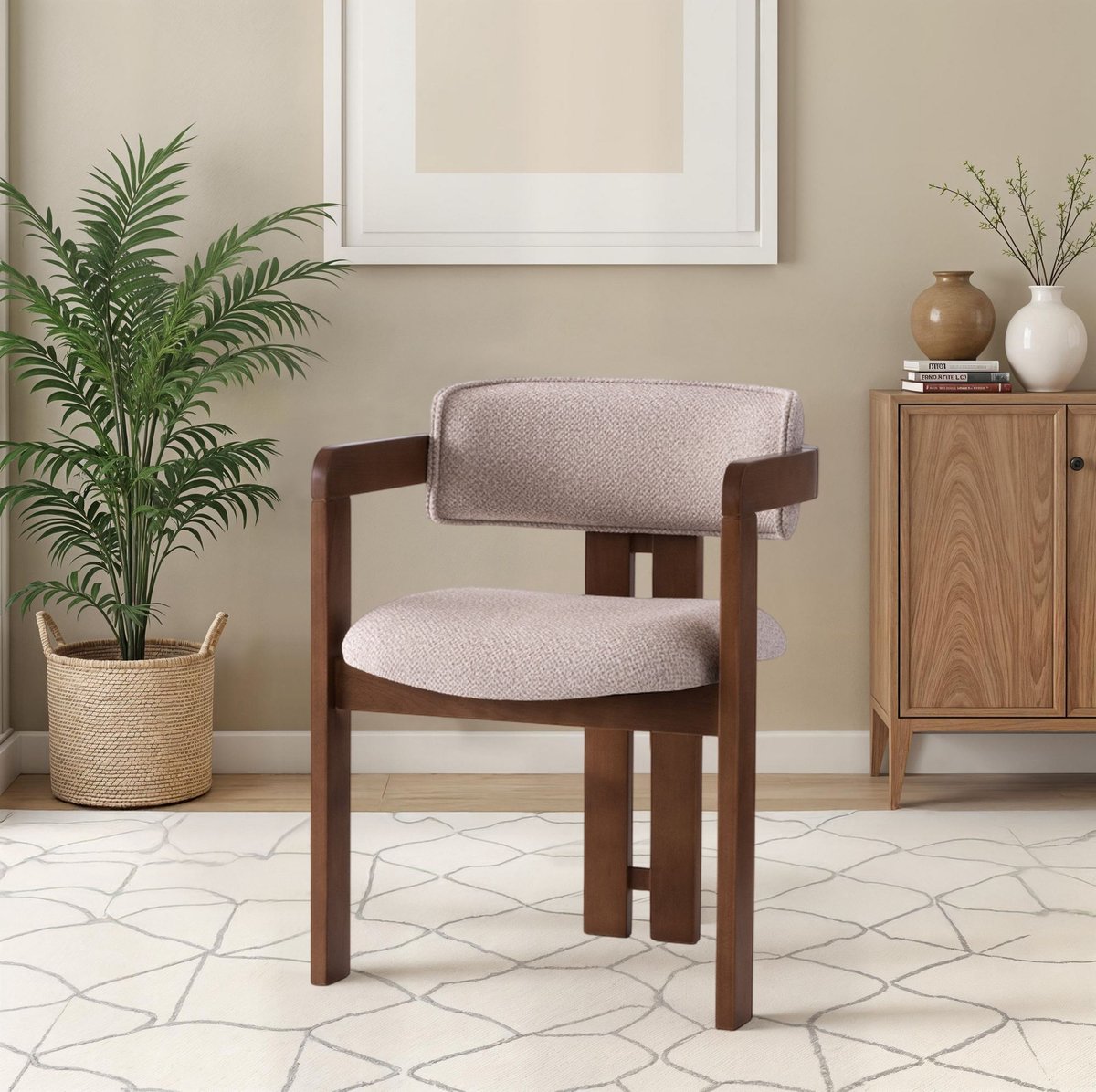 Skye Decor , Stoel, Cozy - 048, Beukenhout, Walnoot & Crème, 57 x 44 x 76 cm