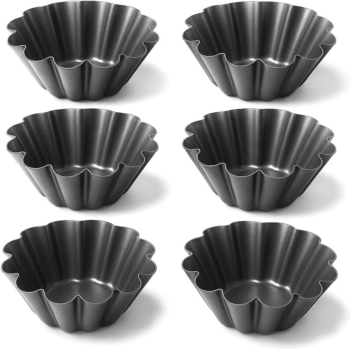 Set van 6 Geribbelde Bakvormen voor Flan en Pudding - 10 cm