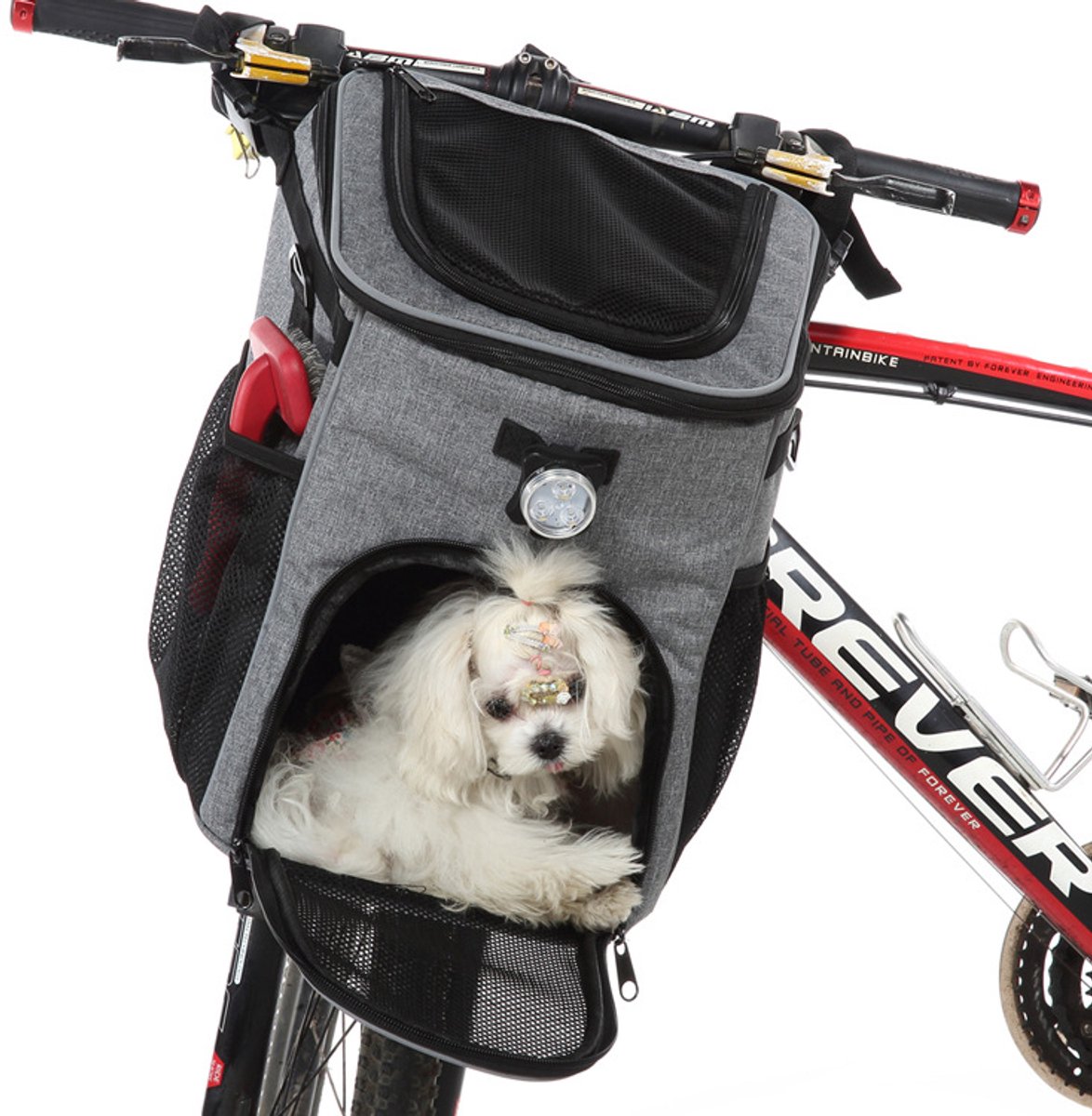 Haley familyFietsmand voor honden – Afneembaar & Opvouwbaar – Schoudertas – Wasbaar – Voor kleine honden tot 6 kg – Multifunctioneel ontwerp-USB-lampontwerp-Voor kleine katten en honden