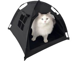 Florixa® Kattentent - Huisdier tent - Dierenhuis Met Anti-mijt Overtrek - Zwart - 58cm x 58cm x 45cm