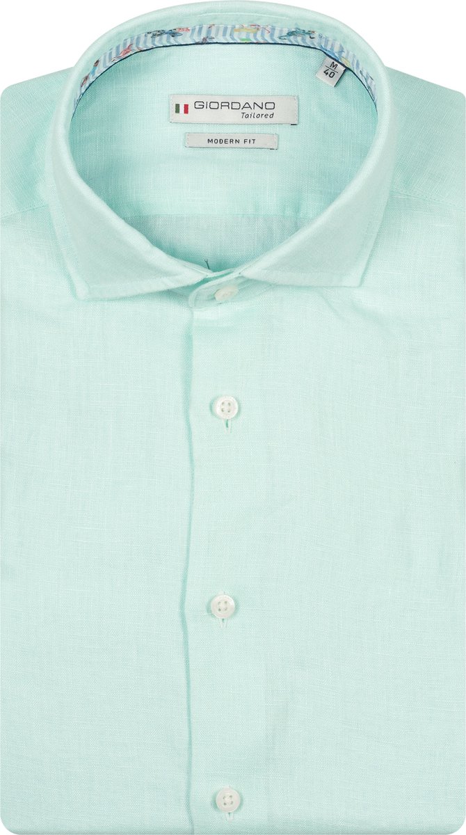 Giordano – Row – Heren Overhemd - Cutaway kraag – Linnen Overhemd - Lichtblauw – 617810-65