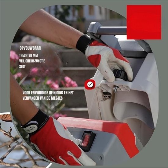 Florixa® Hakselaar - Hakselaar Electrisch - Hakselaar Versnipperaar - Grijs/Rood - ‎46cm x 37cm x 91cm van Merkloos	 — afbeelding 2