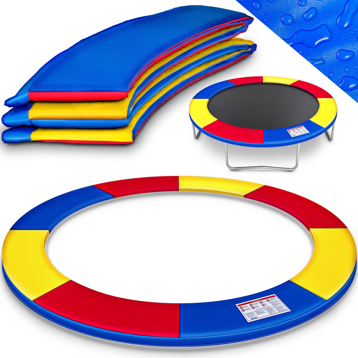 KIDUKU® randafdekking voor trampoline | Ø 244 cm 305 cm 366 cm 427 cm | slijtvast | 100% uv-bestendig verenafdekking randbescherming (Meerkleurig, 427 cm)