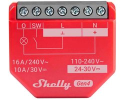 Shelly 1PM Gen4 - Slimme Inbouwschakelaar - 16 A - Wifi Relais met Energiemeting - Tijdschema’s - Matter & Zigbee - 1 stuk