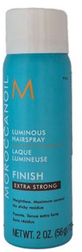 Turquoise Moroccanoil Luminous Hairspray Extra Strong fles, 2 oz.