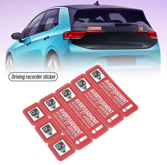 2x CCTV Dashcam Opname Stickers voor Voertuigen - Beveiliging Zichtbaar — afbeelding 5