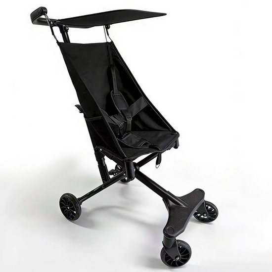 Lichtgewicht Buggy & Reisbuggy - Compact inklapbaar Kinderwagen - Opvouwbaar Wandelwagen - Tot 22 kg Draagkracht - Stabiel 4-Wiel Design & Anti-Schok - Ideaal voor Camping & Auto - Oersterk Aluminium Frame - Voor kinderen van 1、2、3、4、5、6 jaar - Zwart