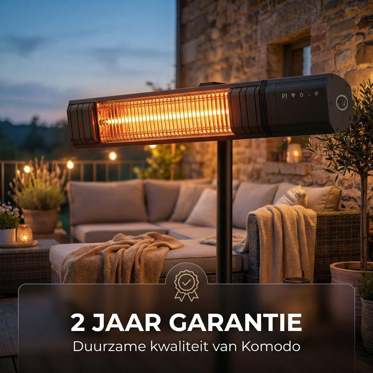 Komodo Fumi Infrarood Terrasverwarmer met Standaard – 2500W – IP65 Waterdicht – 10 Warmtestanden – WiFi via Tuya App – Afstandsbediening – Zwart – foto 7
