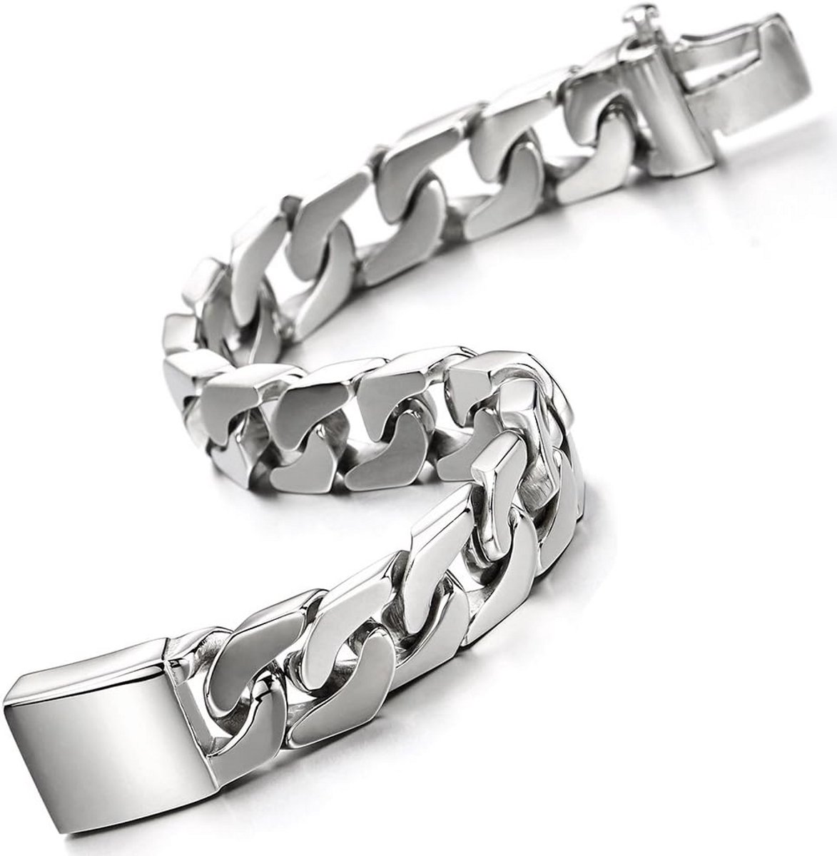 Heren Armband Pantserketting Roestvrij Staal Zilver Kleur Hoogglans
