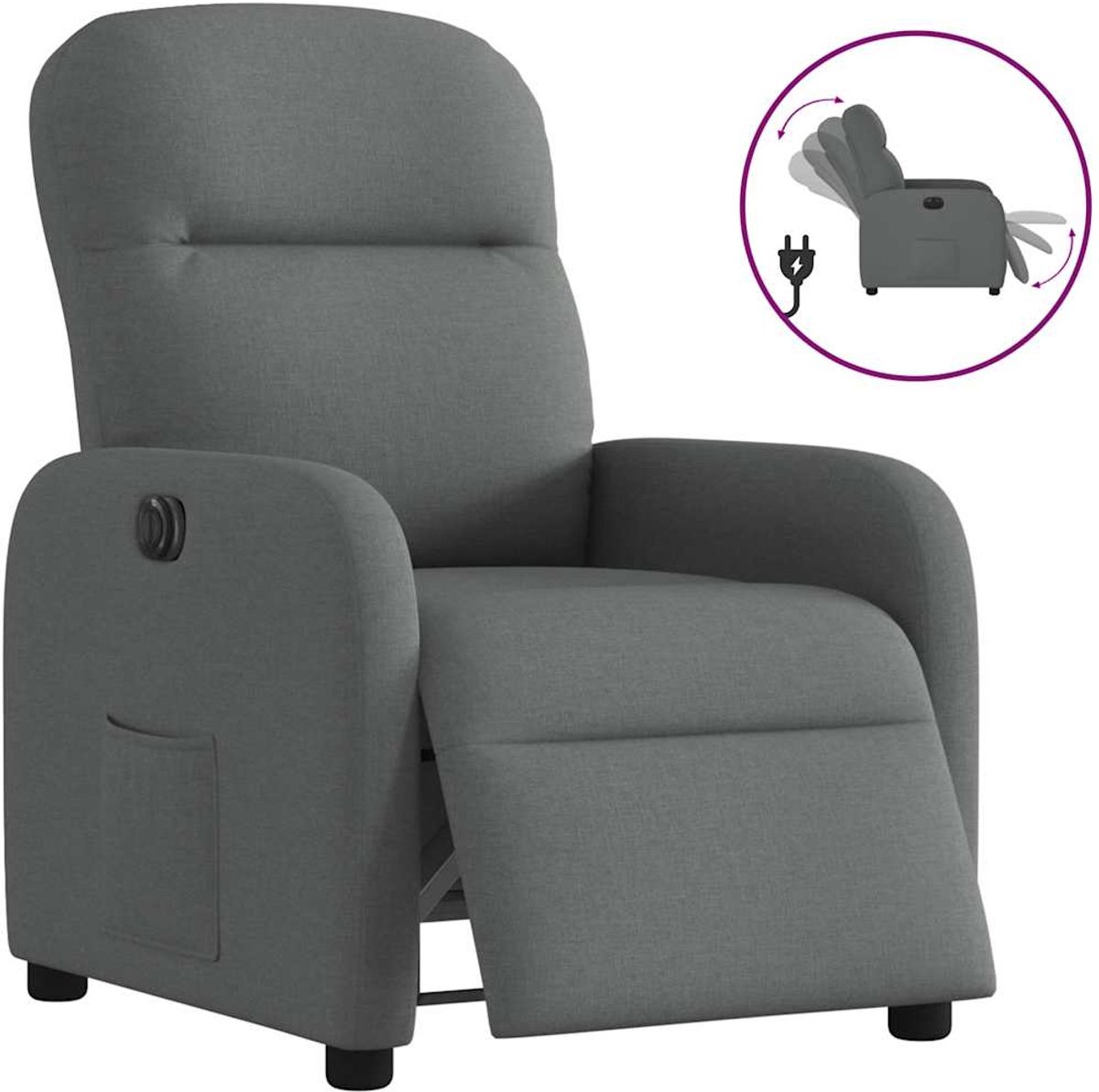 vidaXL Fauteuil - elektrisch - verstelbaar - stof - donkergrijs