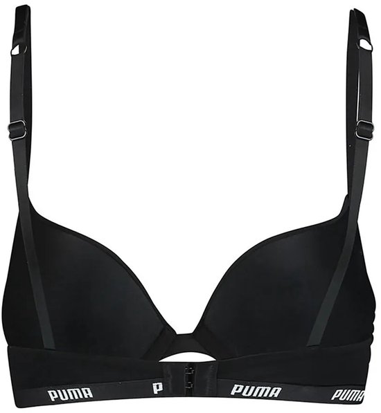 Zwarte PUMA push-up beha met wit PUMA-logo op de band.