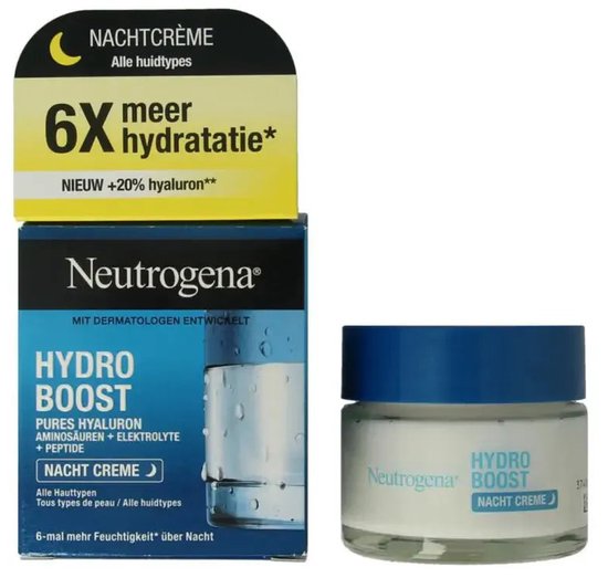 Neutrogena Hydro Boost Nachtcrème - intensief hydraterend en herstellende gezichtsverzorging met hyaluronzuur - voor alle huidtypen - 50 ml