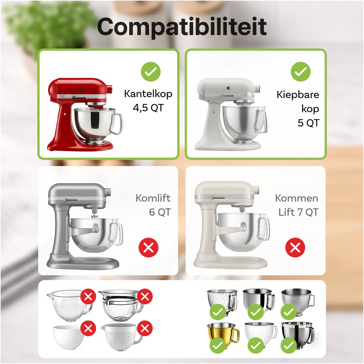 Siliconen Beslagkommen voor KitchenAid 4.5–5 Quart Tilt-Head Stand Mixers Artisan & Classic Series van MMOBIEL – Extra Stevige Siliconen Mengkommen 3 Stuks – Temperatuurbestendig, Vaatwasserbestendig thumbnail 3
