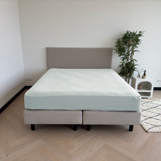 Drap- Hoeslaken - 90-100 x 200-220 cm - Épaisseur du matelas : 35 cm - Entièrement élastiqué - Katoen biologique - Infroissable - Bleu clair