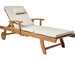 BELIANI JAVA PREMIUM - Tuinligstoel - Lichtbruin/Taupe - Acaciahout