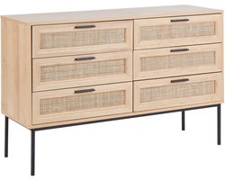 PASCO - Dressoir 6-lades - Lichte houtkleur - Rotan