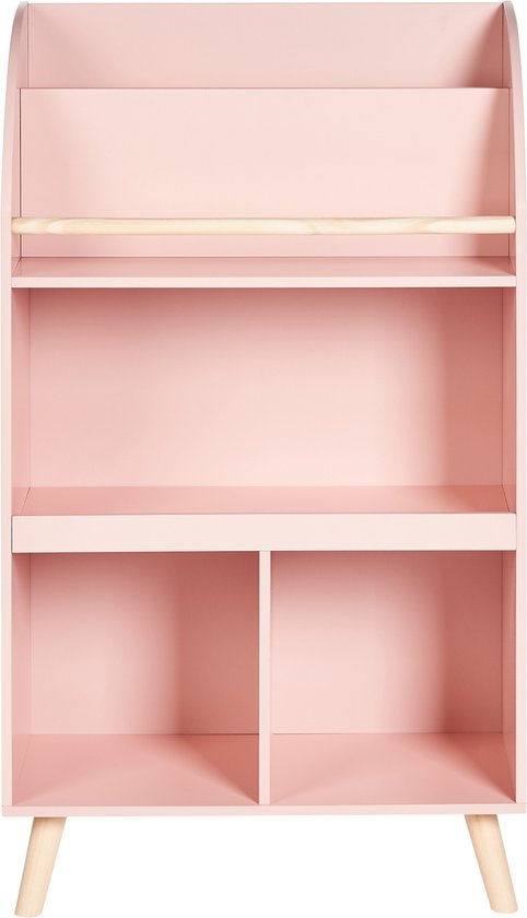 LILOET - Bibliothèque 3 étagères - Rose pastel - Bois