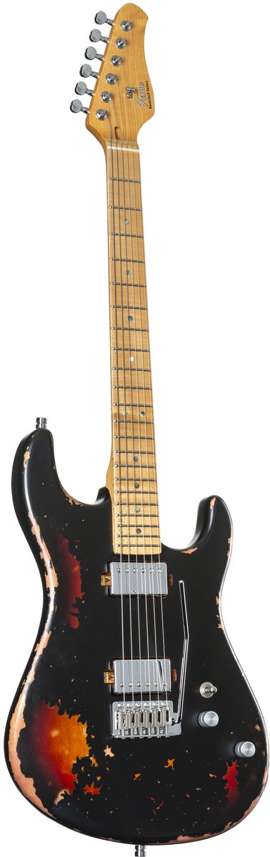 Fame Custom ST MN Worn Licorice over Sunburst - ST-Style elektrische gitaar
