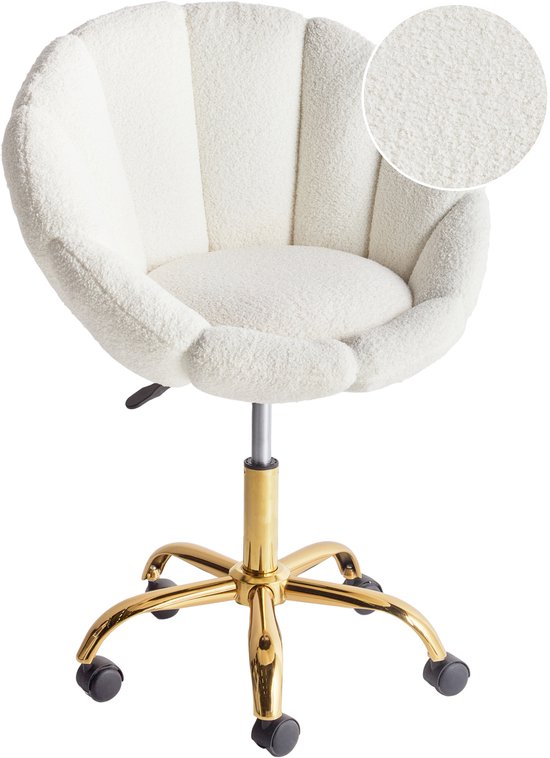 ANNABELLE - Chaise de bureau - Wit - Bouclé