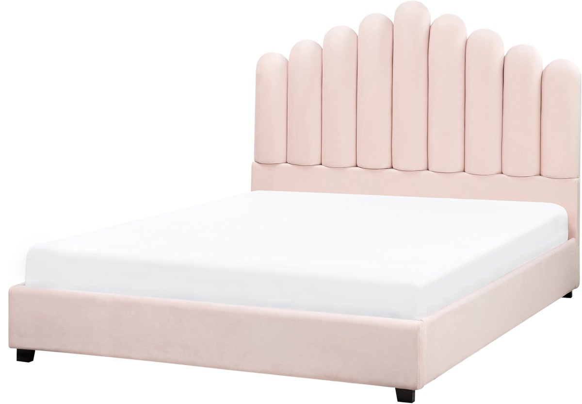 BELIANI VINCENNES - Bed - Pastelroze - 140 x 200 cm - Fluweel