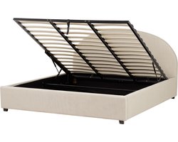 BELIANI VAUCLUSE - Bed met opbergruimte - Beige - 180 x 200 cm - Polyester
