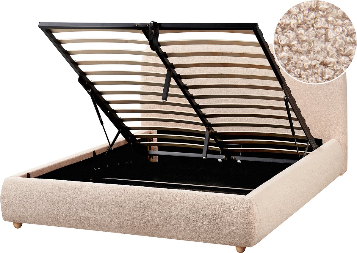 BLAGNAC - Tweepersoonsbed - Beige - 140 x 200 cm - Bouclé
