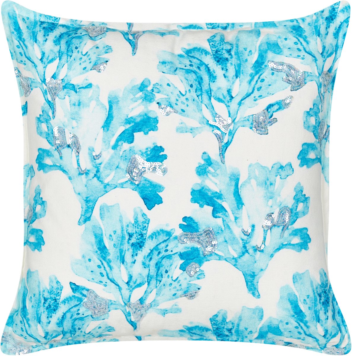 Beliani ROCKWEED - Sierkussen - Wit/Blauw - 45 x 45 cm - Katoen
