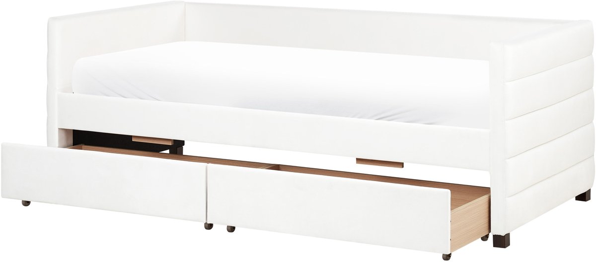 Beliani MARRAY - Slaapbank - Gebroken wit - 90 x 200 cm - Fluweel